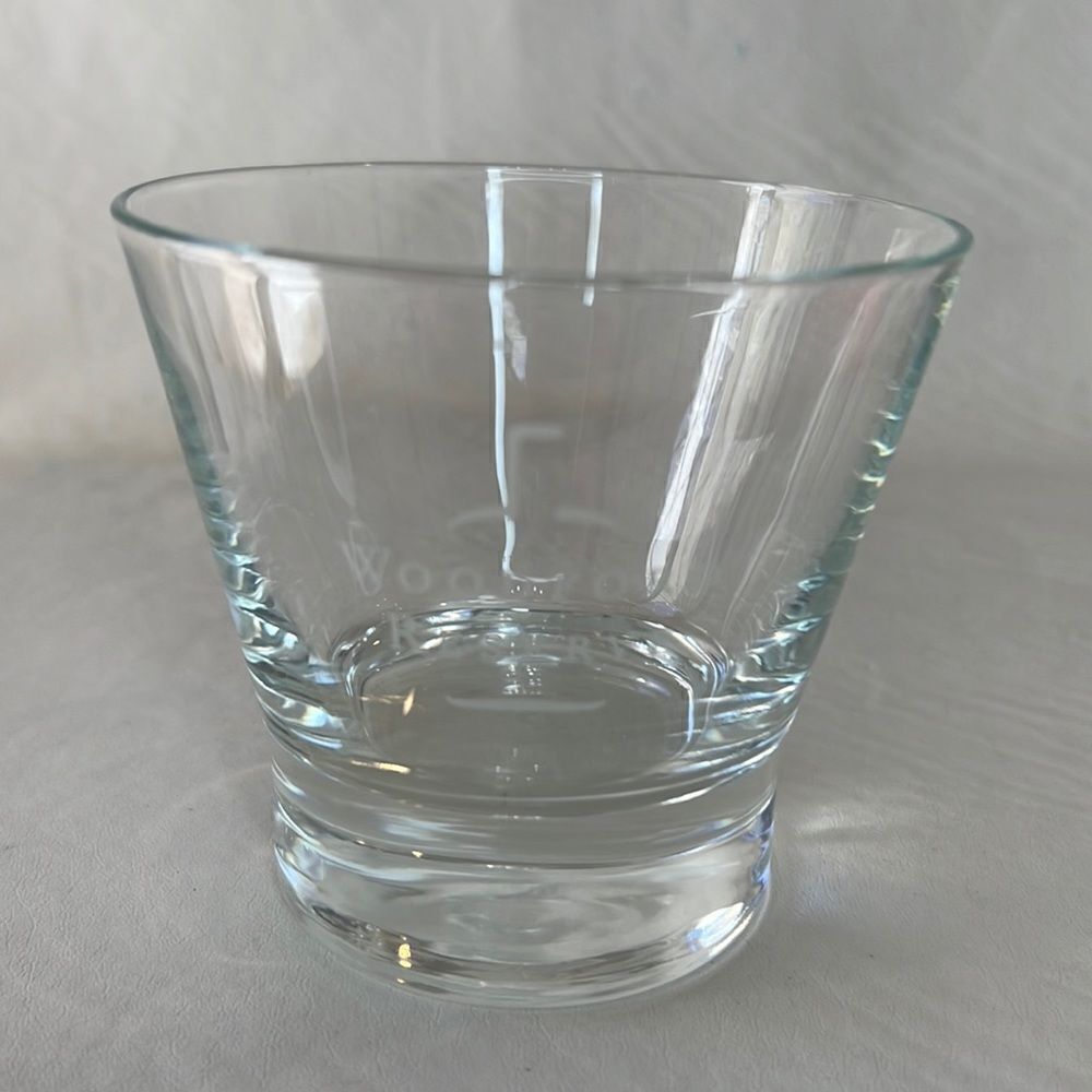 Woodford Reserve Rocks Glass 8 Oz White Writing Heavy Bottom 3 1/2 Inches Round
